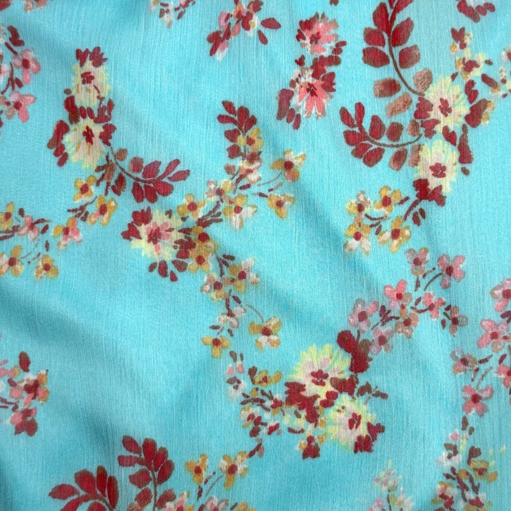 LC Lauren Conrad Womens Plus 2X Blue Floral Pleat Neck Ruffle Dress Lined Flowy - Picture 5 of 10